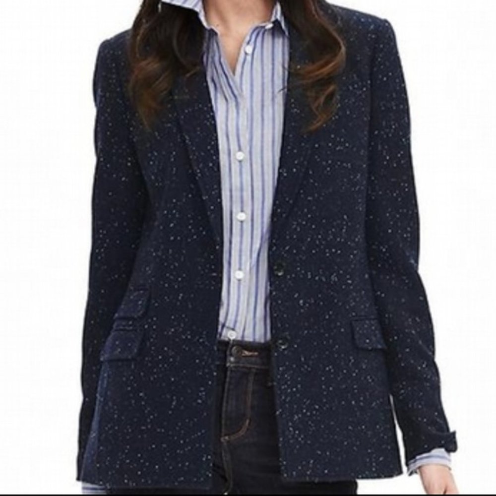 Banana Republic navy wool speckled blazer - sz 4